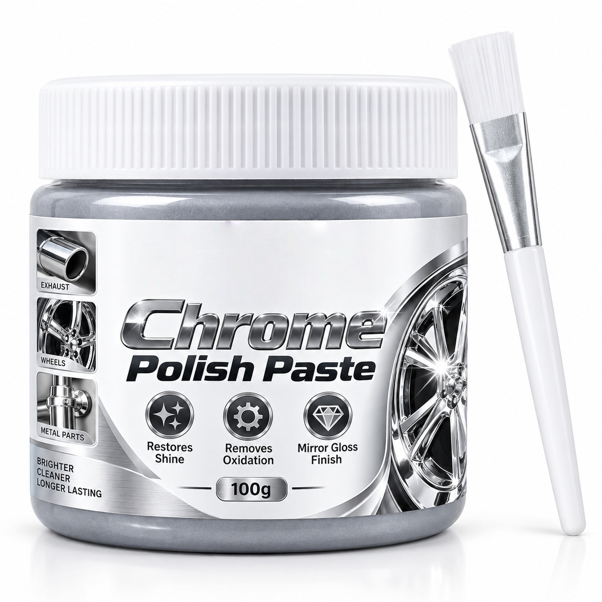 Chrome Polish Paste | Metal Polishing Cream for Chrome & Stainless Steel