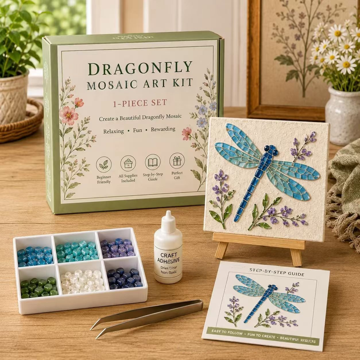 🪴 Garden Mosaic Art Craft Kit | Beginner Friendly DIY Glass Tile Mosaic Painting Set