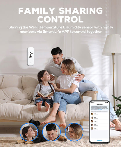 🌡️ WiFi Temperature Humidity Sensor, Smart Bluetooth Hygrometer Thermometer with App Alert, Remote Monitor for Home Baby Room Greenhouse