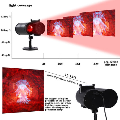 👻 Halloween Dual-Tube Water Wave Projection Light | Indoor/Outdoor LED Decorative Light