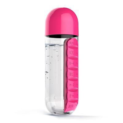 💊💧2 in 1 Pill Water Bottle | 600ml Portable Water Bottle with 7 Day Pill Organizer