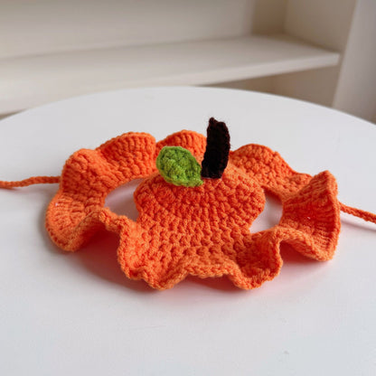 🐱 Handmade Knitted Pet Hat and Collar Set – Cute Fruit-Animal Designs