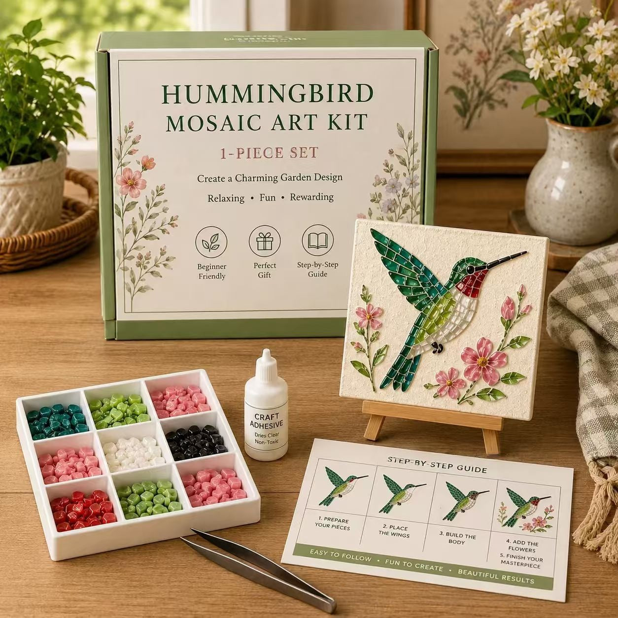 🪴 Garden Mosaic Art Craft Kit | Beginner Friendly DIY Glass Tile Mosaic Painting Set