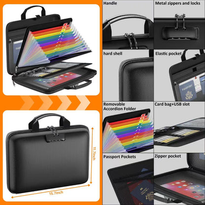 🔥 Fireproof Document Bag With Lock & Removable Accordion Folder