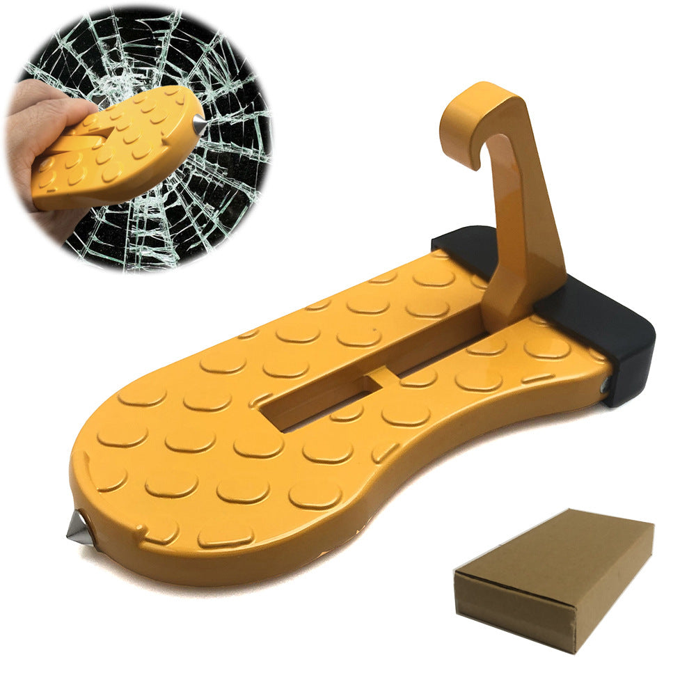 🚗 Car Door Step with Emergency Window Breaker-Foldable Aluminum Alloy Roof Rack Door Step