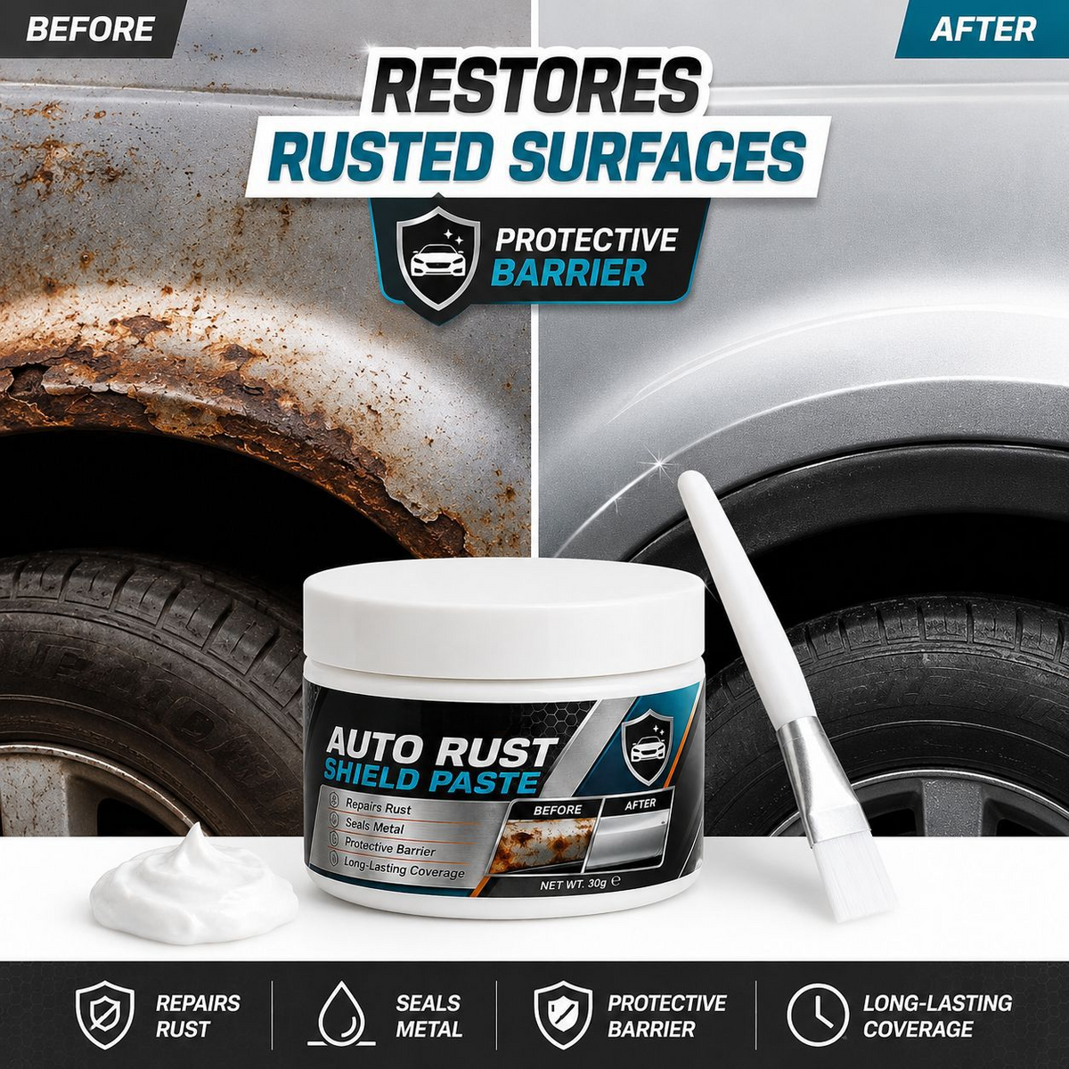 🚗🛡️Car Metal Rust Repair Paste（2PCS）‑ Auto Rust Shield Anti‑Corrosion Restoration Cream, Long‑Lasting Protective Barrier for Car Metal Surfaces