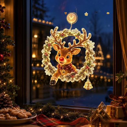 🎄Lighted Christmas Window Decoration with Suction Cup | Warm LED Window Light with Double-Layer Design & Multiple Festive Styles ✨