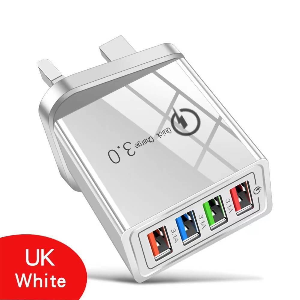 ⚡ 4-Port USB QC3.0 Multi Fast Charger