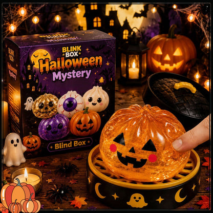 🎃 Halloween Mystery Blind Box – Cute Dumpling Squishy Toy with Mini Steamer Box, 5 Spooky Designs to Collect, Slow Rising Stress Relief
