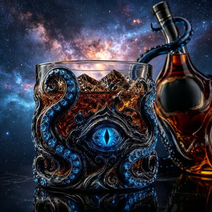 🐙 Kraken Eye Octopus Whiskey Glass | Gothic Kraken Old Fashioned Whiskey Glass