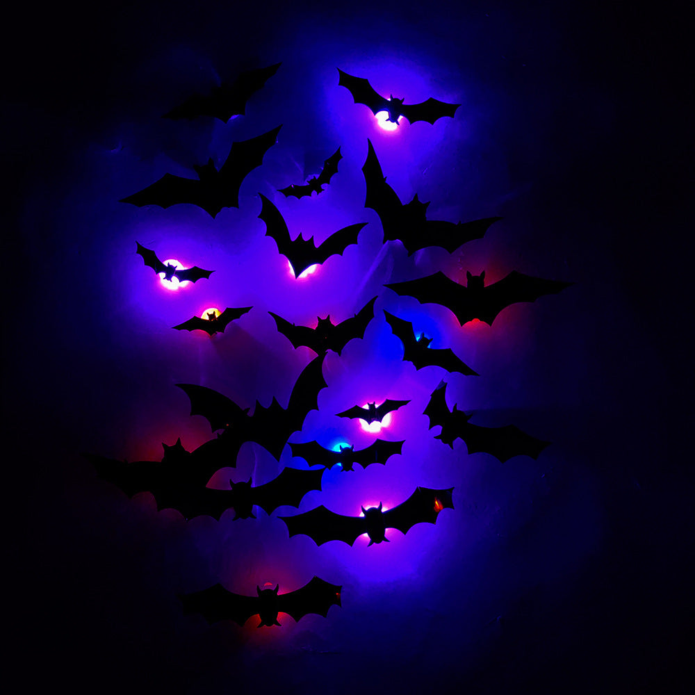 🦇3D LED Glowing Bat Stickers | Halloween Decorations