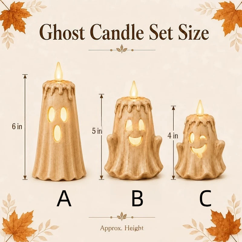 👻Ghost LED Candle Set | Halloween Spooky Ghost Decor