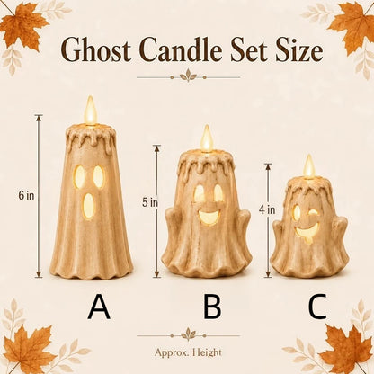 👻Ghost LED Candle Set | Halloween Spooky Ghost Decor