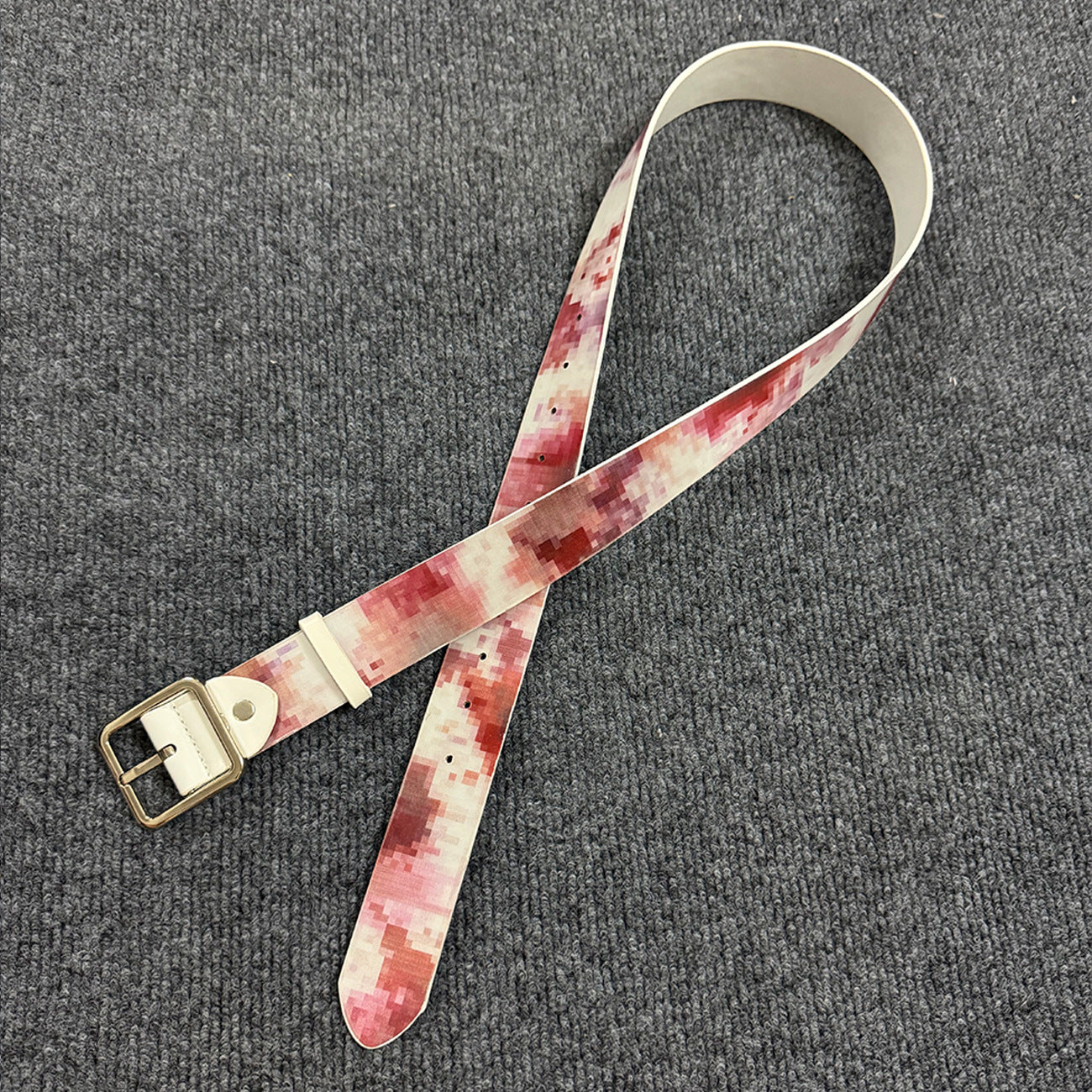 🩸Pixel‑Style Bloody Print Leather Belt | Unique Aesthetic Street‑wear Accessory