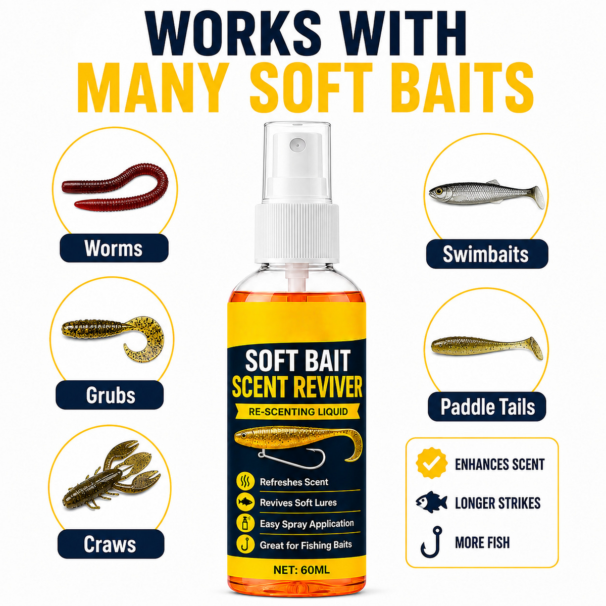 🎣Soft Bait Scent Booster Spray High‑Concentration Fishing Lure Scent Reviver