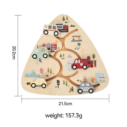 🏎️ Triangle Wooden Slide Car Puzzle for Toddlers