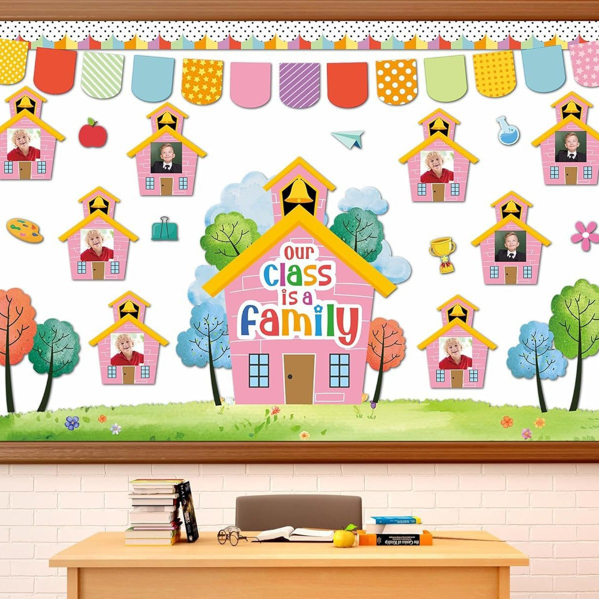 🏫 Our Class Family Bulletin Board Decor | Student Photo Frame Cutout Set