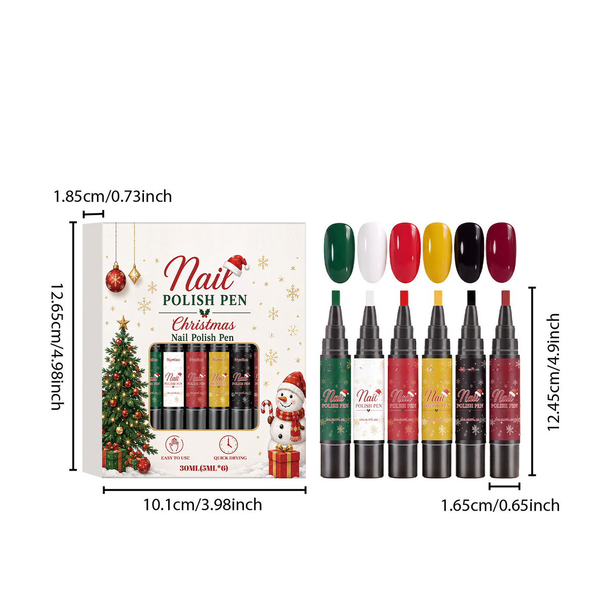 🎄💅 6-Color Christmas Nail Polish Pen Set – Easy Festive Nail Art at Home