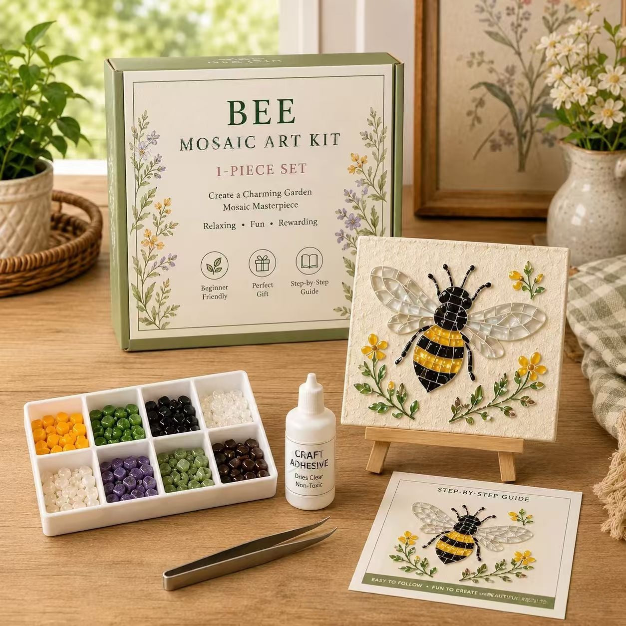 🪴 Garden Mosaic Art Craft Kit | Beginner Friendly DIY Glass Tile Mosaic Painting Set