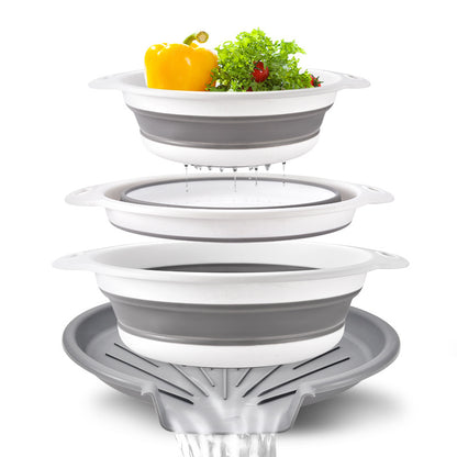 💧3-Piece Collapsible Colander Set - Space Saving Strainers with Draining Base