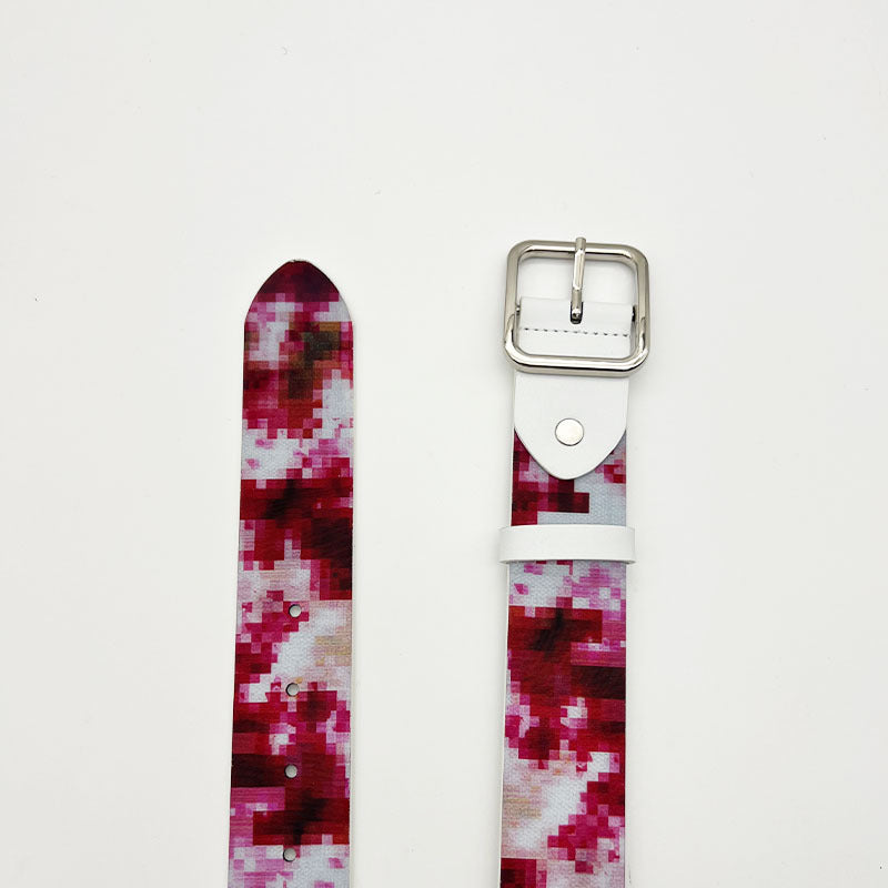 🩸Pixel‑Style Bloody Print Leather Belt | Unique Aesthetic Street‑wear Accessory