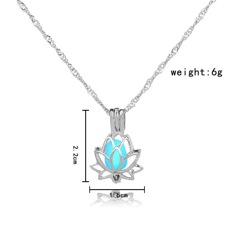 ✨ Glow In The Dark Lotus Pendant Necklace
