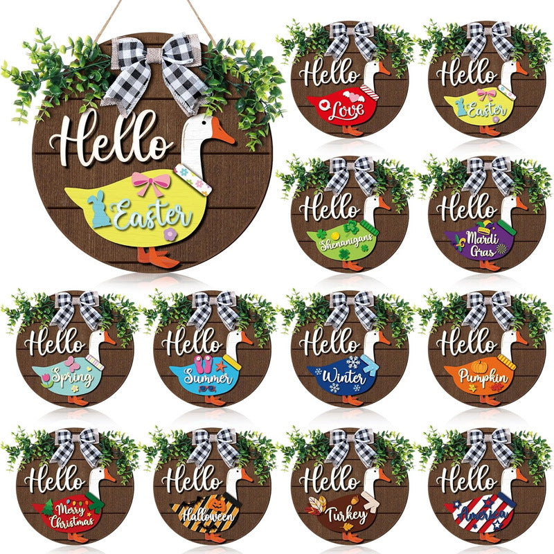 🦢 Interchangeable Seasonal Goose Welcome Sign-Refresh your front‑door decor all year long