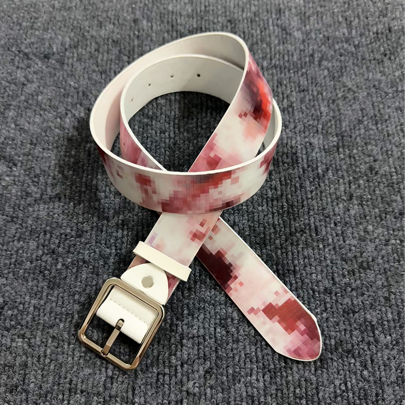🩸Pixel‑Style Bloody Print Leather Belt | Unique Aesthetic Street‑wear Accessory
