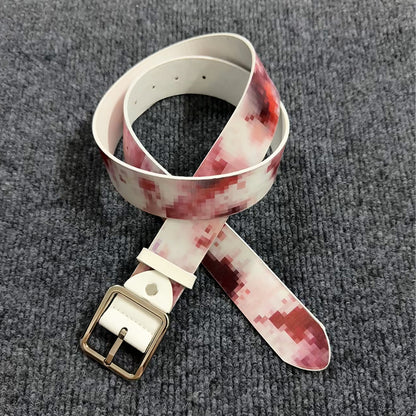 🩸Pixel‑Style Bloody Print Leather Belt | Unique Aesthetic Street‑wear Accessory