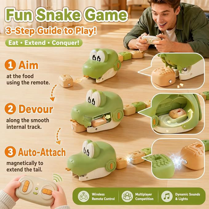 🐍 Remote Control Magnetic Snake Battle Toy | Family Multiplayer Game