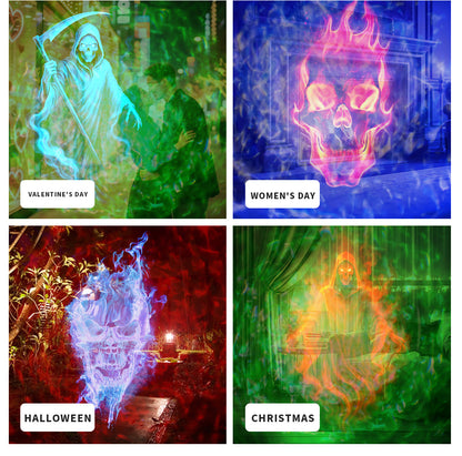 👻 Halloween Dual-Tube Water Wave Projection Light | Indoor/Outdoor LED Decorative Light