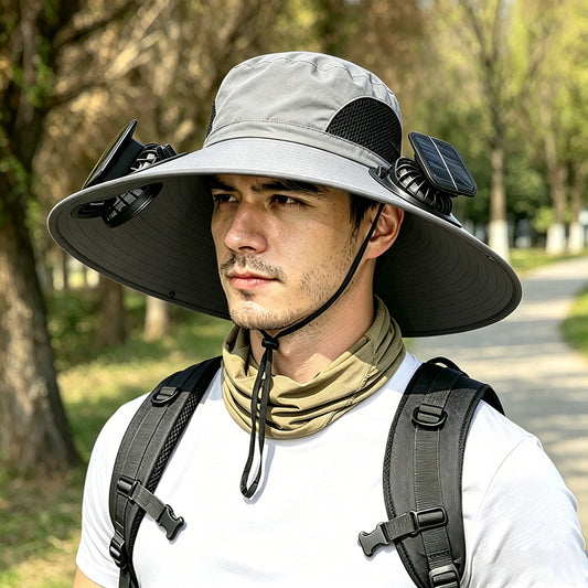 ☀️ Solar Powered Cooling Fan Hat – Dual Fans, Type-C USB Rechargeable & Water-Resistant Outdoor Sun Hat