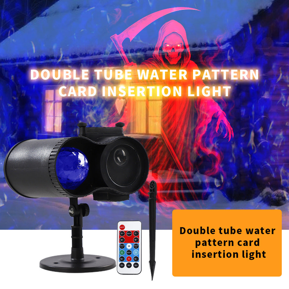 👻 Halloween Dual-Tube Water Wave Projection Light | Indoor/Outdoor LED Decorative Light