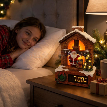 🎄🎅Santa's Fireplace Light‑Up Alarm Clock|Bring magical Christmas warmth to every morning