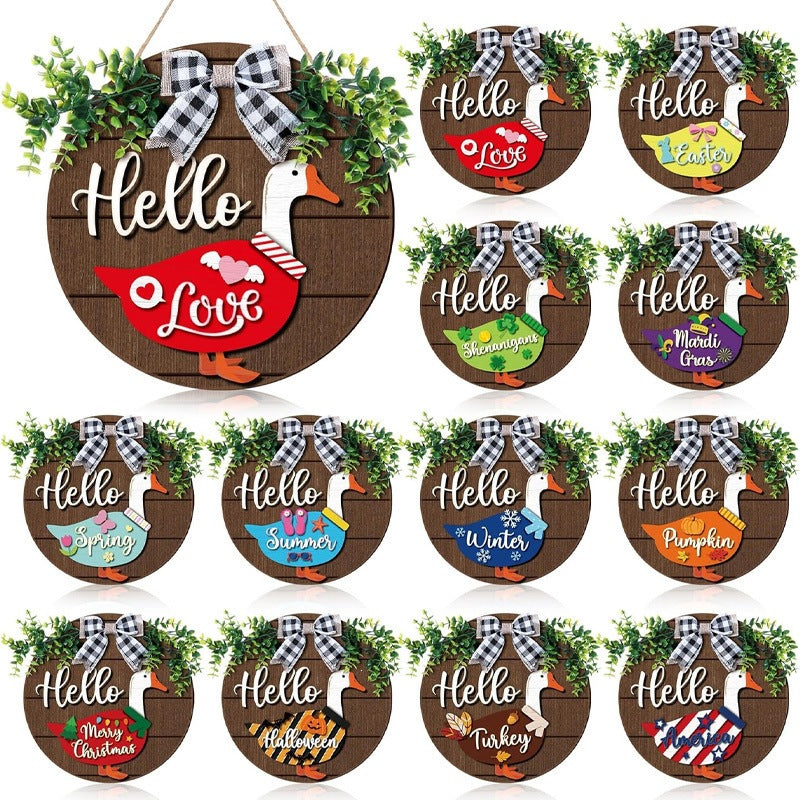 🦢 Interchangeable Seasonal Goose Welcome Sign-Refresh your front‑door decor all year long