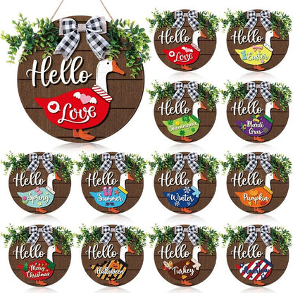 🦢 Interchangeable Seasonal Goose Welcome Sign-Refresh your front‑door decor all year long