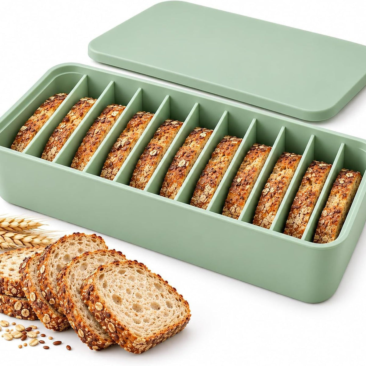 🍞11-Slot Silicone Bread Freezer Box 一 Keep Sourdough slices Separate