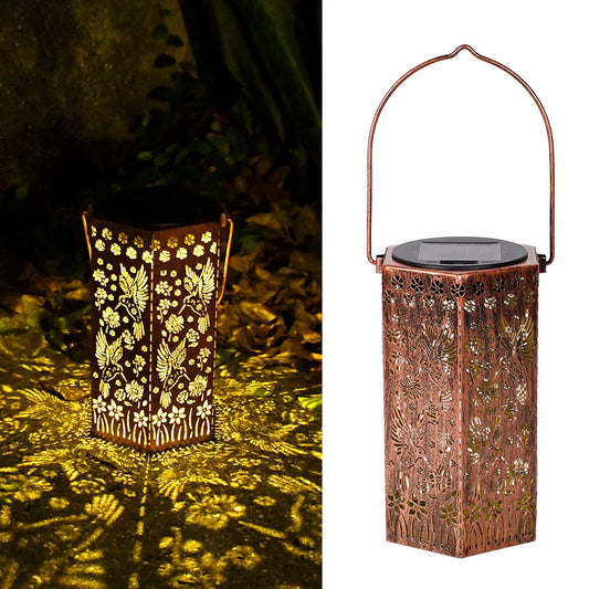 🦋 Solar Garden Lights with Shadow Effect - Bronze Hanging Lanterns for Backyard Decor