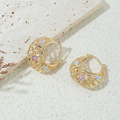 🌸 Vintage Filigree Floral Hoop Earrings