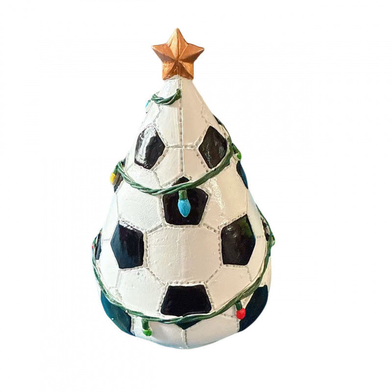 🎄 Sport Ball Mini Tabletop Christmas Tree Ornament | Resin Holiday Desktop Figurine, Christmas Gift for Sports Fans