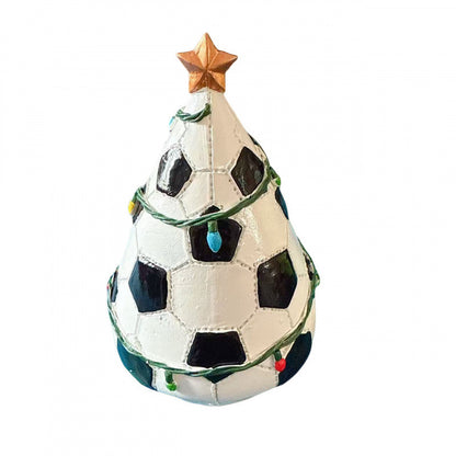 🎄 Sport Ball Mini Tabletop Christmas Tree Ornament | Resin Holiday Desktop Figurine, Christmas Gift for Sports Fans