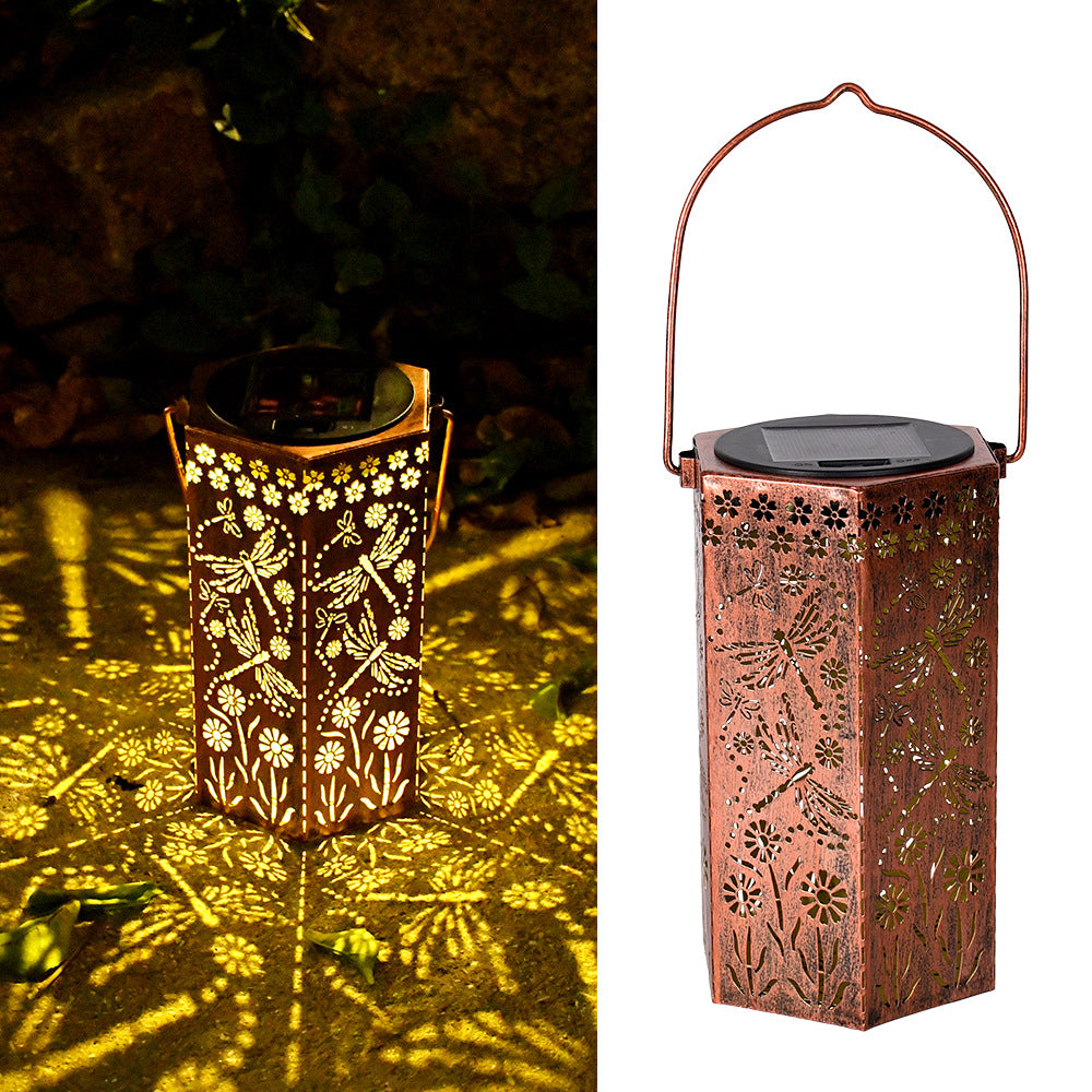 🦋 Solar Garden Lights with Shadow Effect - Bronze Hanging Lanterns for Backyard Decor
