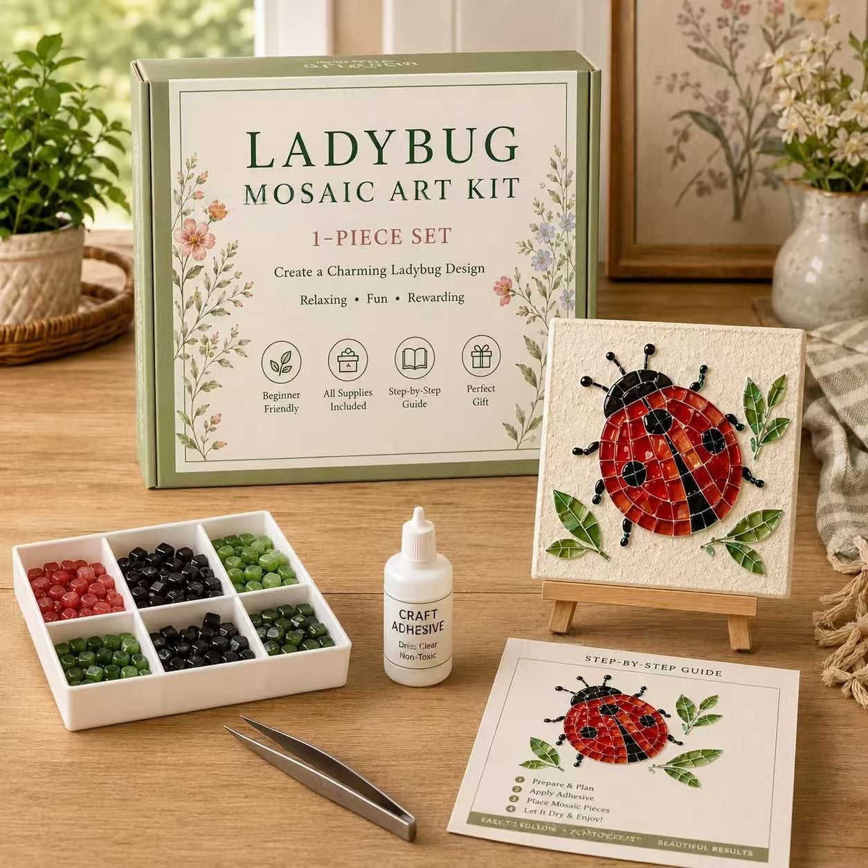 🪴 Garden Mosaic Art Craft Kit | Beginner Friendly DIY Glass Tile Mosaic Painting Set