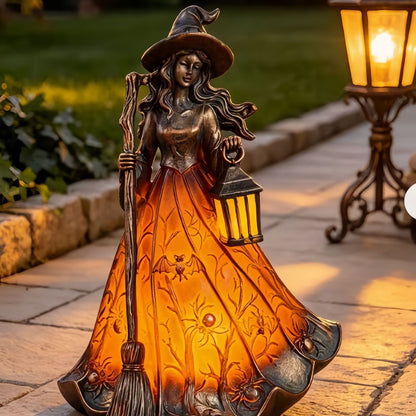 🧙‍♀️Halloween Witch Figurine LED Table Lamp, USB Powered Witch Statue Light for Halloween Tabletop Mantel Decor