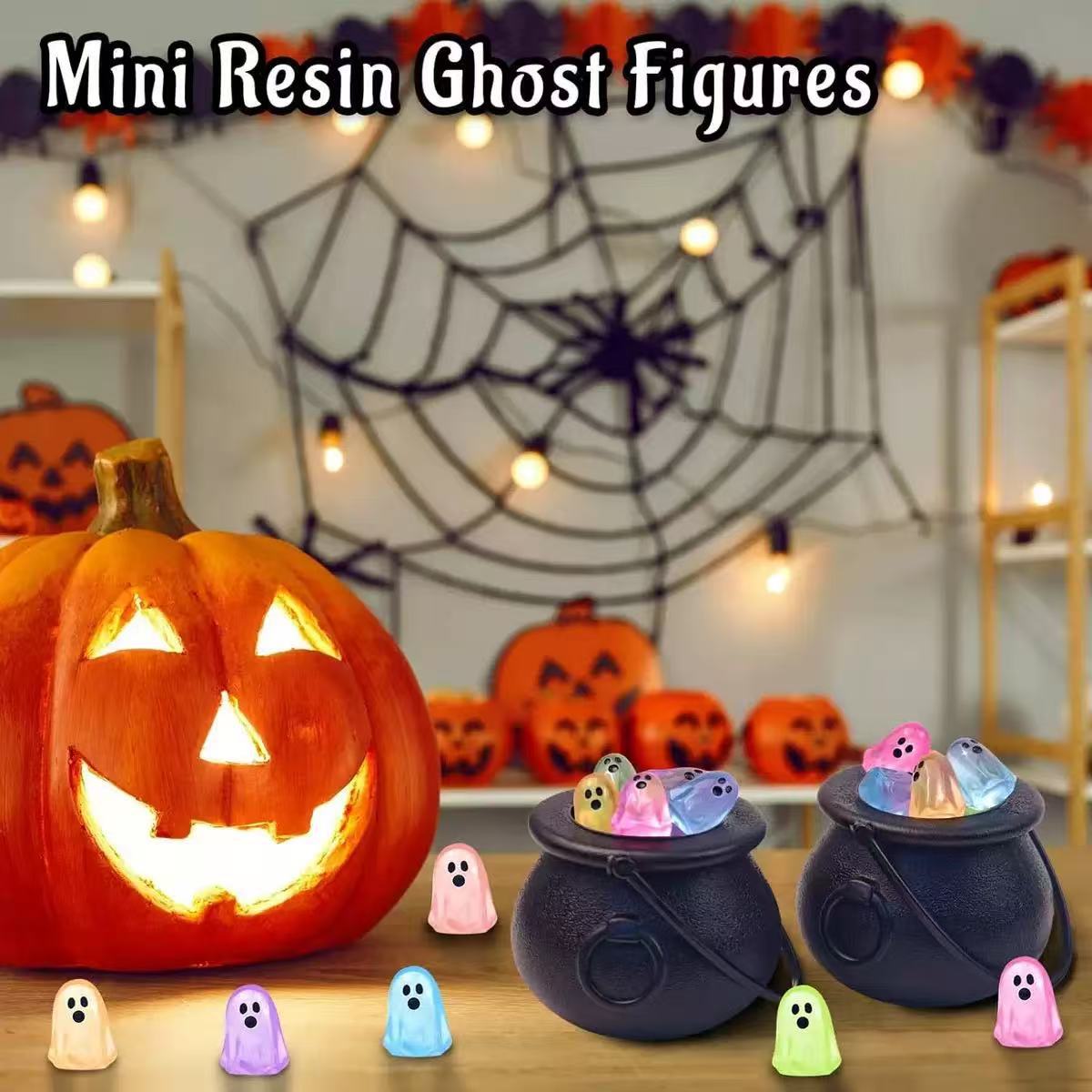 40PSC -Mini Resin Glow in the Dark Ghost Figurines|6 Colors, Glow in the Dark