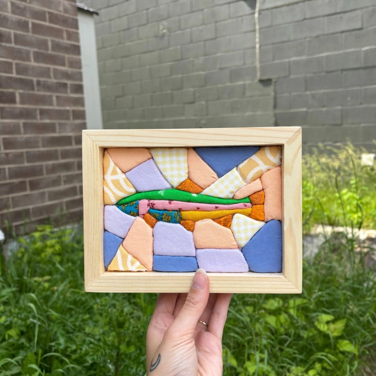 DIY Fabric Art Kit | No-Sew Fabric Mosaic Wall Art Craft with Frame & Tools