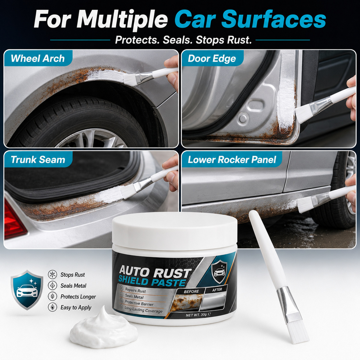 🚗🛡️Car Metal Rust Repair Paste（2PCS）‑ Auto Rust Shield Anti‑Corrosion Restoration Cream, Long‑Lasting Protective Barrier for Car Metal Surfaces