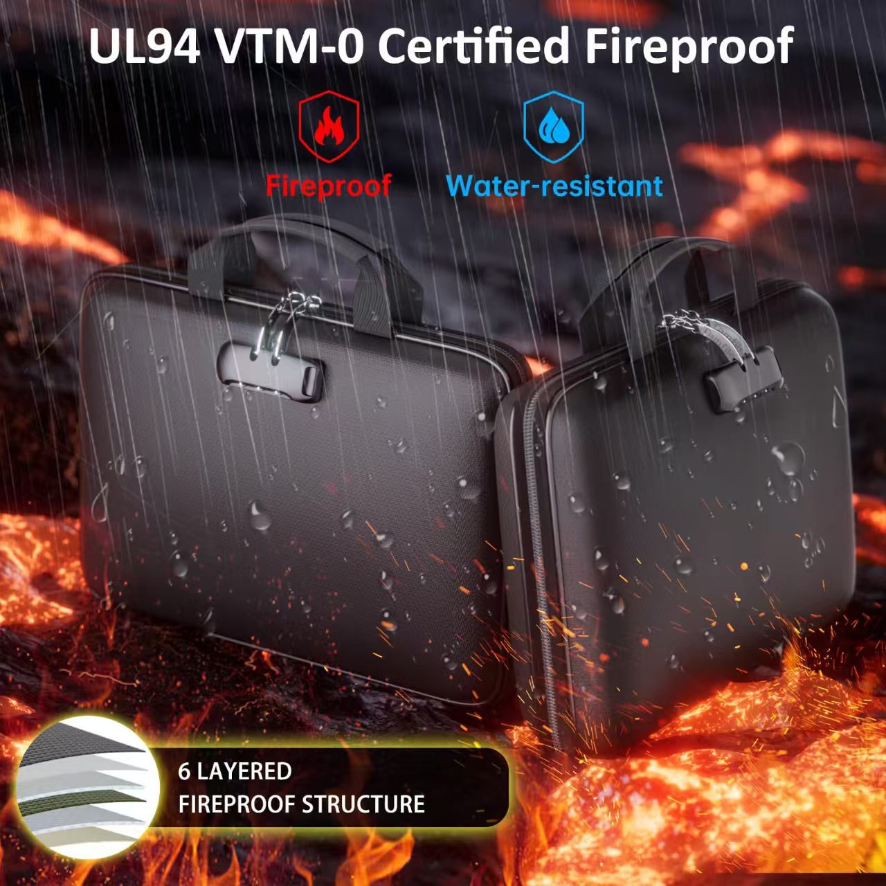 🔥 Fireproof Document Bag With Lock & Removable Accordion Folder
