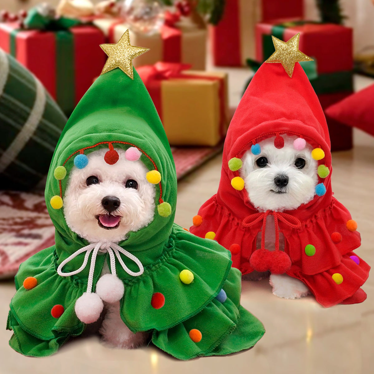 🎄 Christmas Tree Pet Costume | Cute Hooded Cape for Dogs & Cats🐕