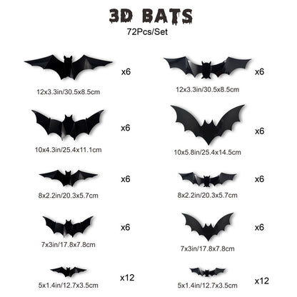 🦇3D LED Glowing Bat Stickers | Halloween Decorations